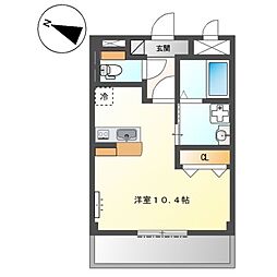 辻が花 ワンルームの間取図画像