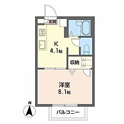 グランコート 1Kの間取図画像