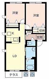 ティアラ・駅南B 2LDKの間取図画像