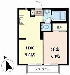サニーハイツサチC 1LDKの間取図画像
