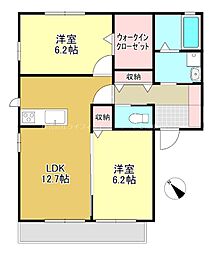 メルヴェイユA 2LDKの間取図画像