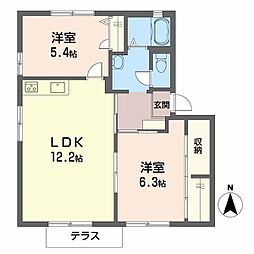 コートアベニュー 2LDKの間取図画像