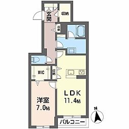 福知山市字篠尾アパート 1LDKの間取図画像