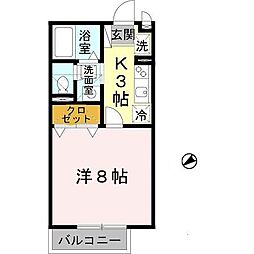 メゾンラトゥールA 1Kの間取図画像