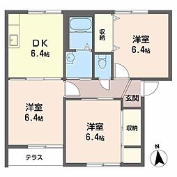 エストヴィル2 3DKの間取図画像