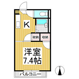 ベルメゾン三本柳5 1Kの間取図画像