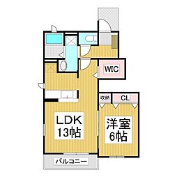クラールB 1LDKの間取図画像
