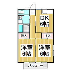 第2ハイツ山本 2DKの間取図画像