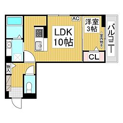 J-Room妃 VII番館 屋代駅前 1LDKの間取図画像