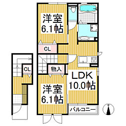 キャロット駅西 2LDKの間取図画像