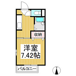 パルテノン幸 1Kの間取図画像