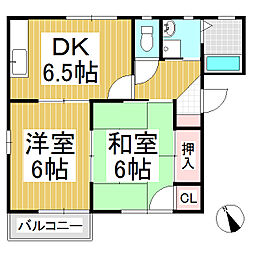 リバーサイドハイツA 2DKの間取図画像