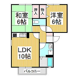 パークタウン桜堂B 2LDKの間取図画像