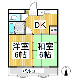 ペガサス座エニフ 2DKの間取図画像