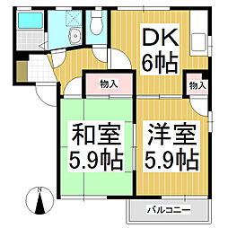 メイゾンアプリコットC 2DKの間取図画像