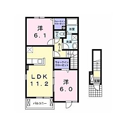アン・リヴィエールB 2LDKの間取図画像