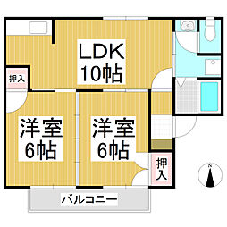 オリックスハイツあらい 2LDKの間取図画像
