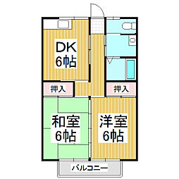 第2ハイツ山本 2DKの間取図画像