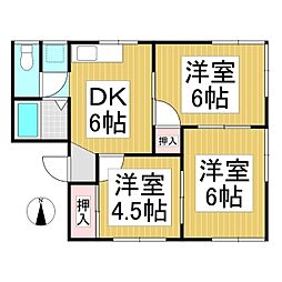 アトゥレ若葉 3DKの間取図画像