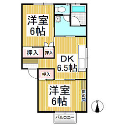 サンコーポ梵天B 2DKの間取図画像