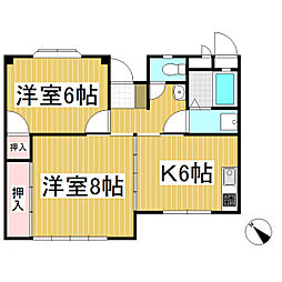 ドミ・アプリコット 2DKの間取図画像
