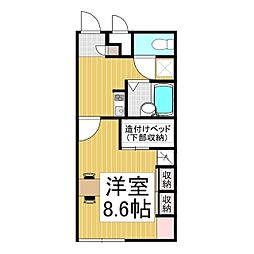 レオパレスサンフラワー 1Kの間取図画像