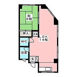 第11タツミビル 3階1LDKの間取り