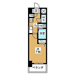 フローライト上前津 4階1Kの間取り