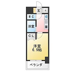 プレサンスサカエリバースタイル 1Kの間取図画像