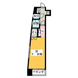 久屋パークサイドハウス ワンルームの間取図画像