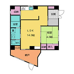 服部ビル 1SLDKの間取図画像