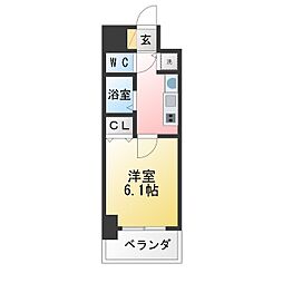 プレサンスサカエリバースタイル ワンルームの間取図画像