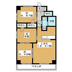 S-FORT鶴舞reale 3LDKの間取図画像