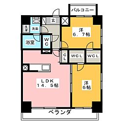 J・COURTKAMIMAEZU 2LDKの間取図画像