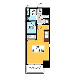 glanz ワンルームの間取図画像