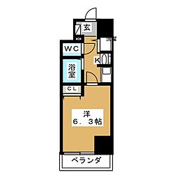 プレミアムコート名古屋金山インテルノ 1Kの間取図画像