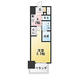 丸東レジデンス大須 1Kの間取図画像