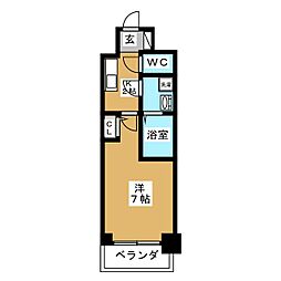 オーキッドレジデンス鶴舞 1Kの間取図画像