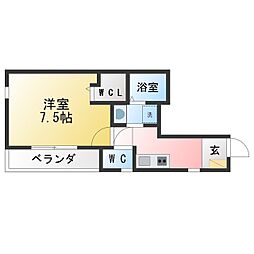 ヘーベル大須 1Kの間取図画像