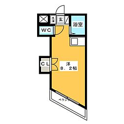 アヴァーンスF ワンルームの間取図画像