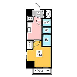 エステムコート名古屋新栄アクシス 1Kの間取図画像