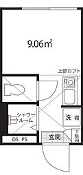 JR総武線 東中野駅 徒歩7分の賃貸アパート 1階ワンルームの間取り