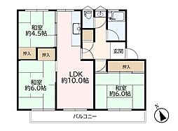 諏訪原住宅2-7 3LDKの間取図画像