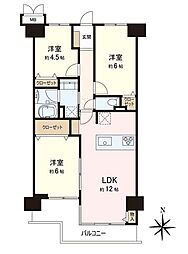 朝日プラザ川口前川 3LDKの間取図画像