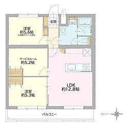 シンメイ志木第2マンション 2SLDKの間取図画像
