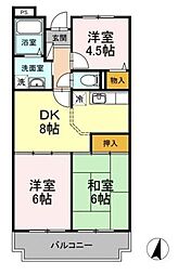 JR南武線 津田山駅 徒歩7分の賃貸マンション 2階3DKの間取り