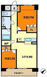 KDXレジデンス宮前平 2LDKの間取図画像