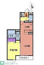 サニーウェルくぬぎ坂1 1LDKの間取図画像