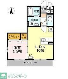 コモド元住吉 1LDKの間取図画像