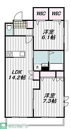 ヴェルデメゾンたまプラーザ 2LDKの間取図画像